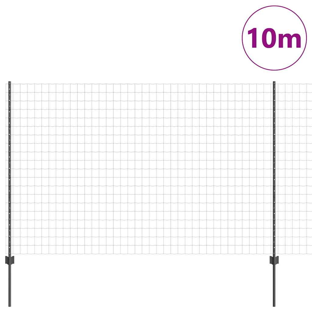 Euro ograda s postom 10 x 1,6 m Čelik premazan PVC-om Siva