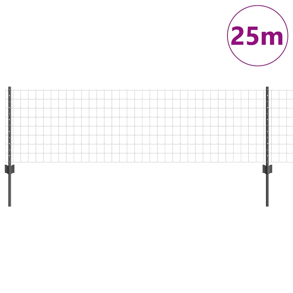 Euro ograda s postom 25 x 0,6 m Čelik premazan PVC-om Siva