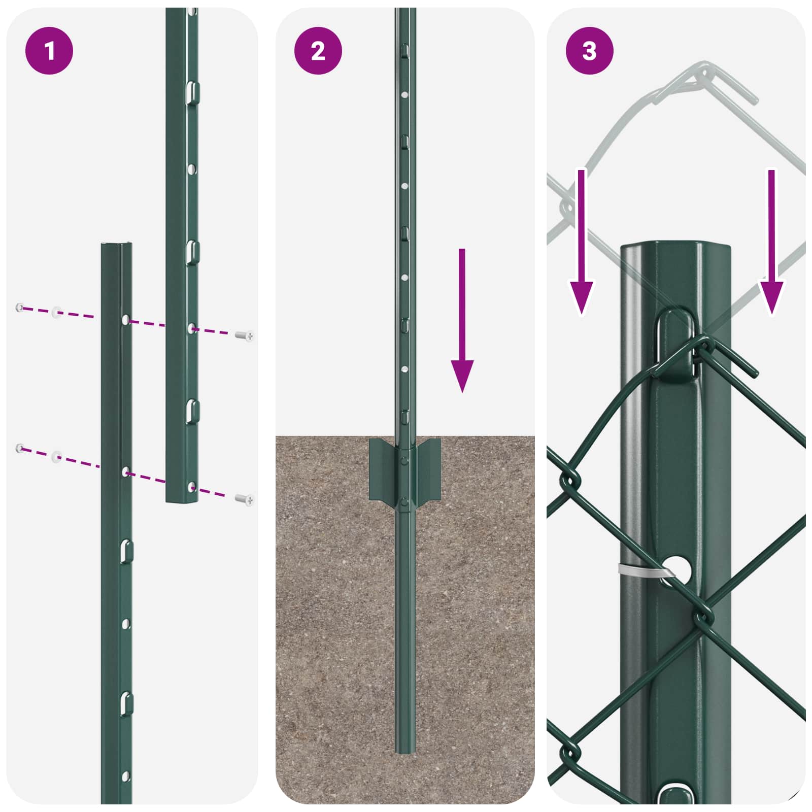 Ograda od lančanih veza s postom 10 x 1 m Čelik premazan PVC-om