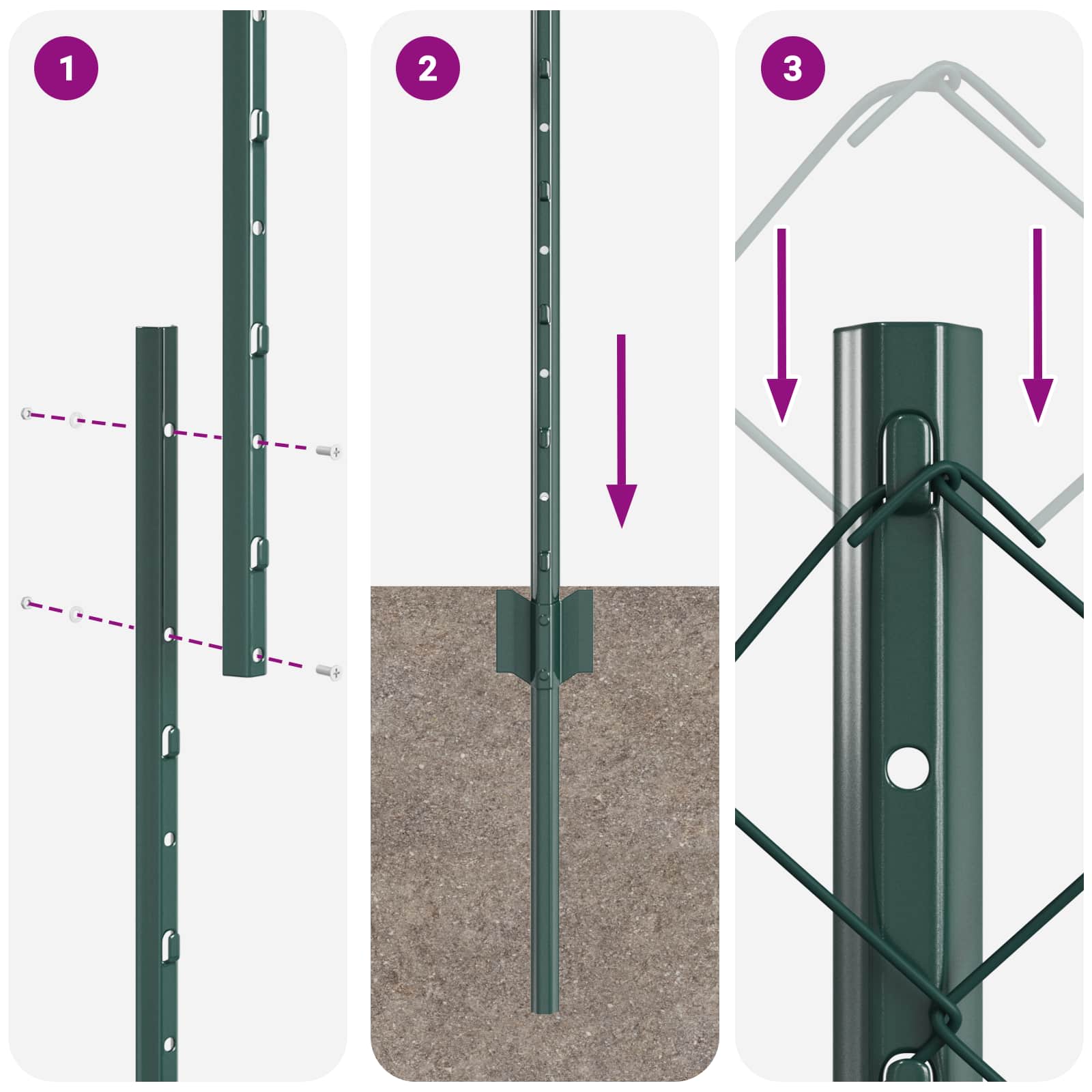 Ograda od lančanih veza s postom 10 x 1 m Čelik premazan PVC-om