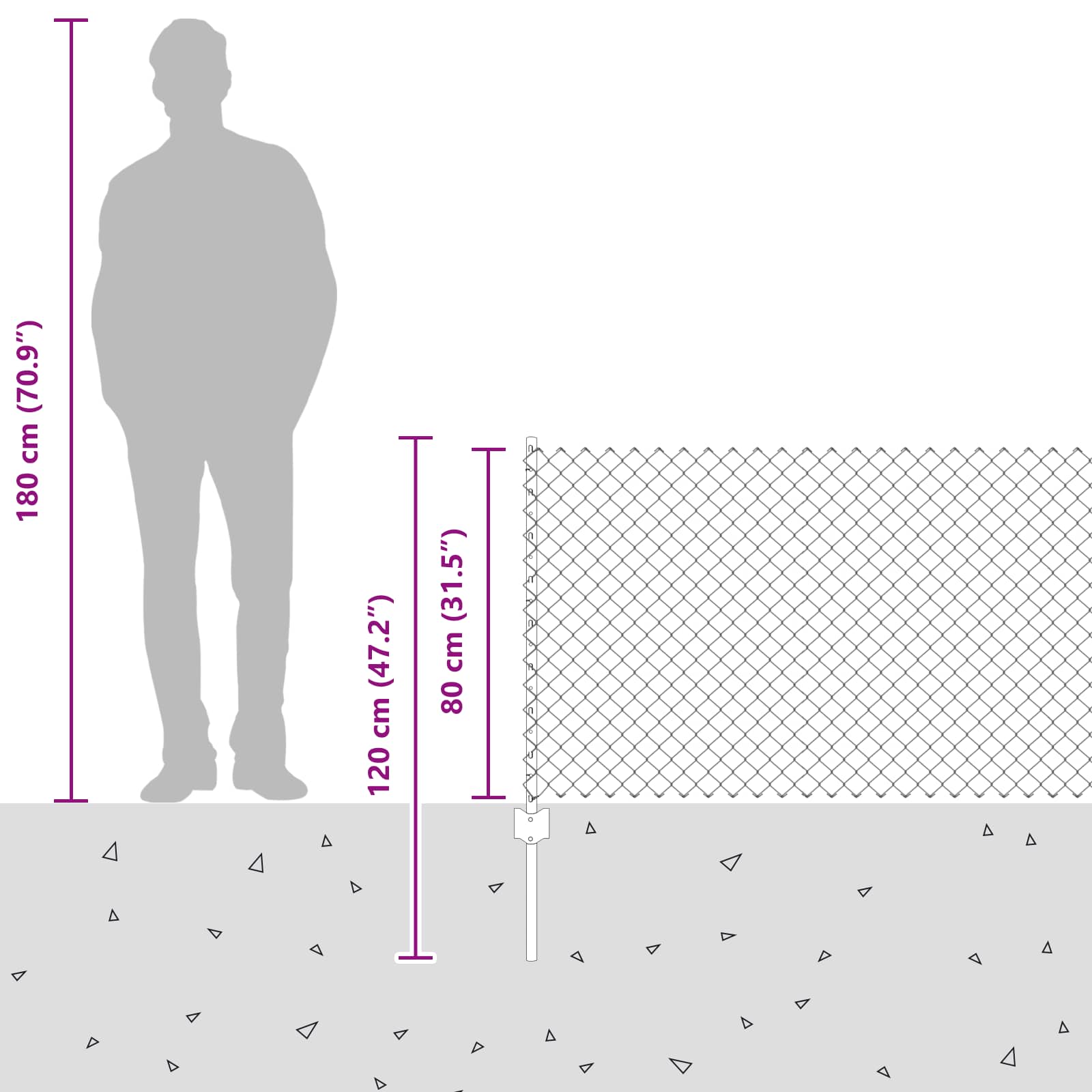 Ograda od lančanih veza s postom 10 x 0,8 m Siva Mreža
