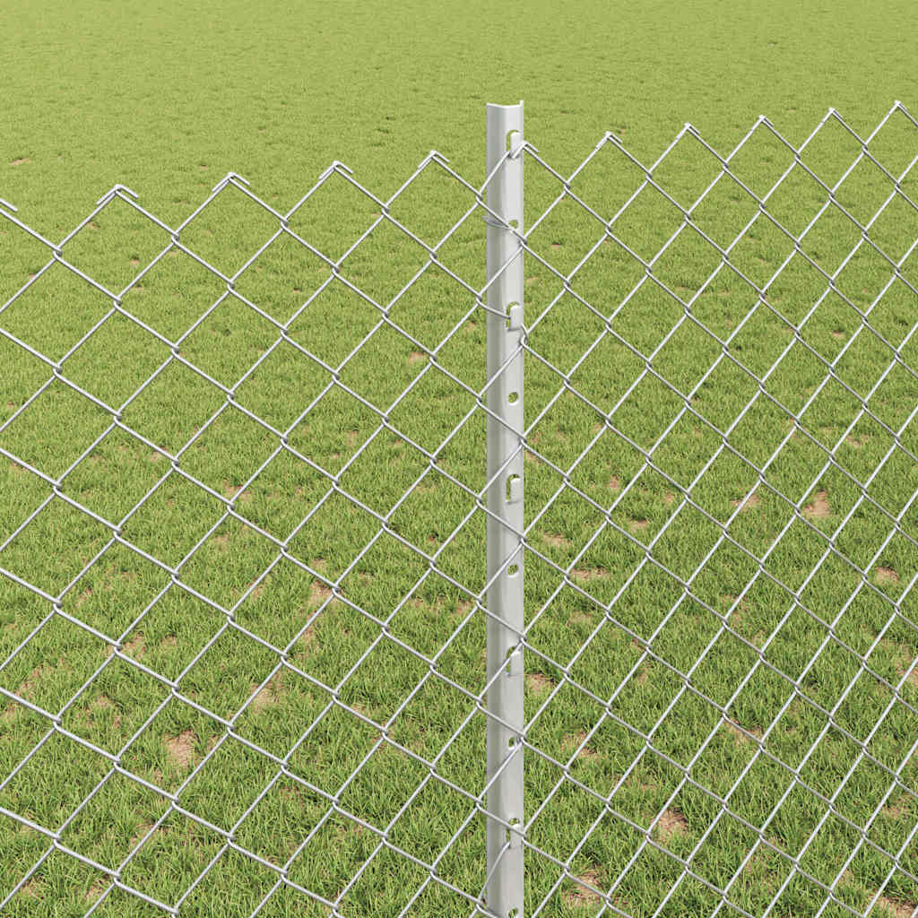 Ograda od lančanih veza s postom 10 x 1,5 m Srebrna Mreža