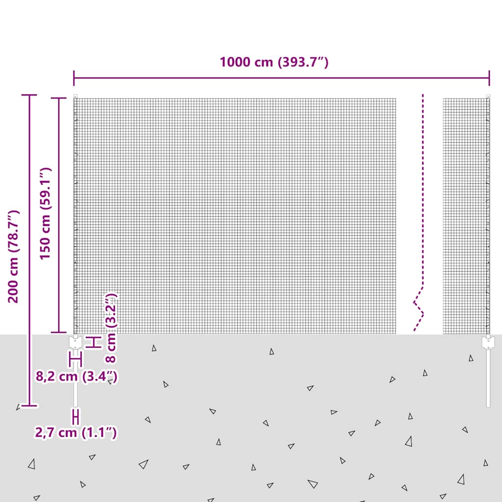 Zavarena žičana ograda s postom 10 x 1,5 m Srebrna Mreža