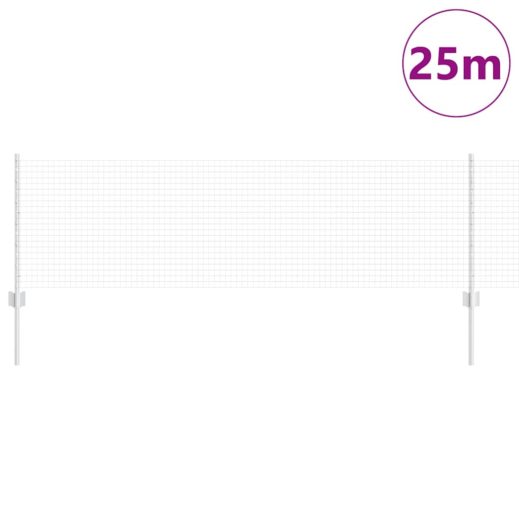 Zavarena žičana ograda s postom 25 x 0,6 m Srebrna Mreža