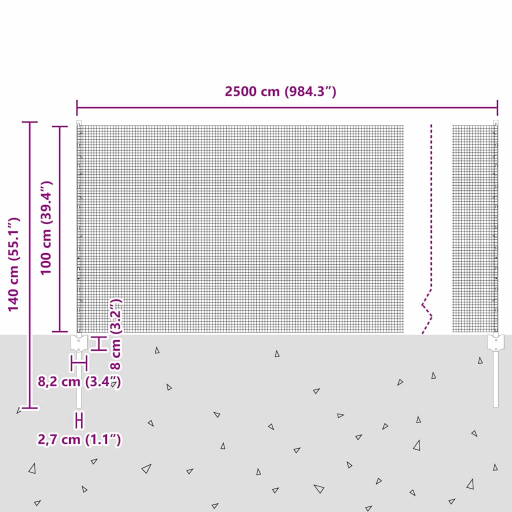 Zatvorena žičana ograda s postovima 25 x 1 m Pocinčani čelik