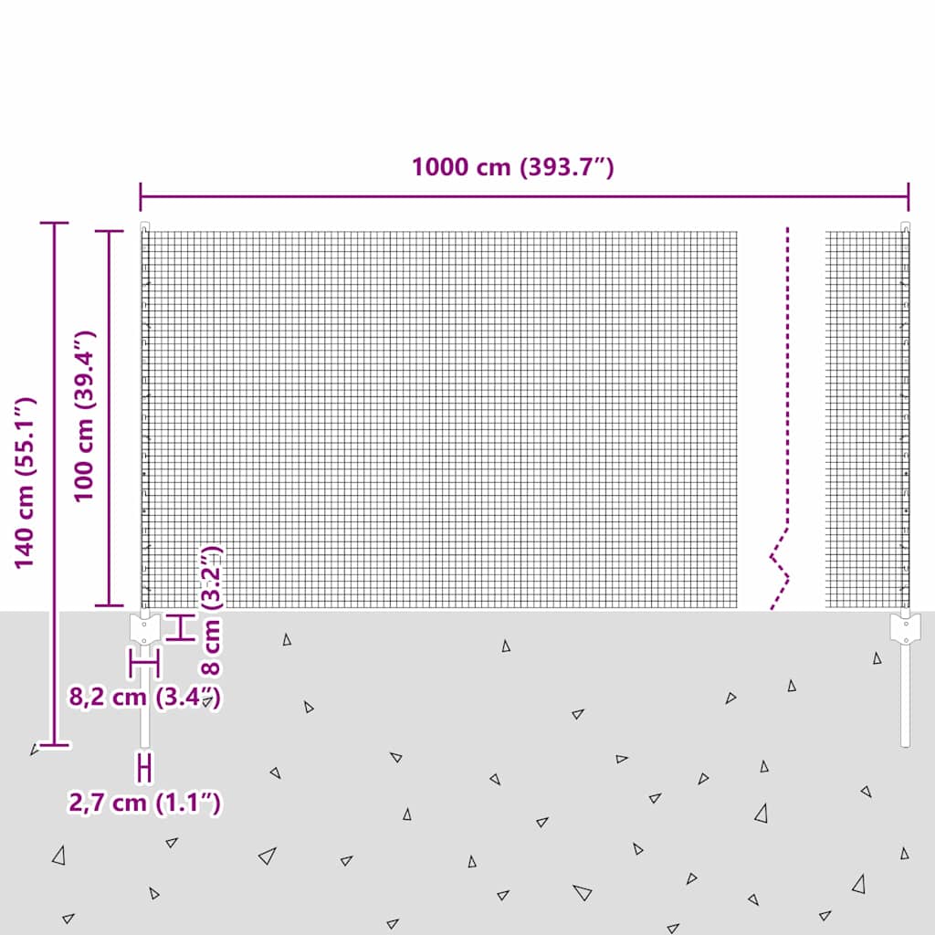 Zavarena žičana ograda s postom 25 x 1 m Vruće pocinčani čelik
