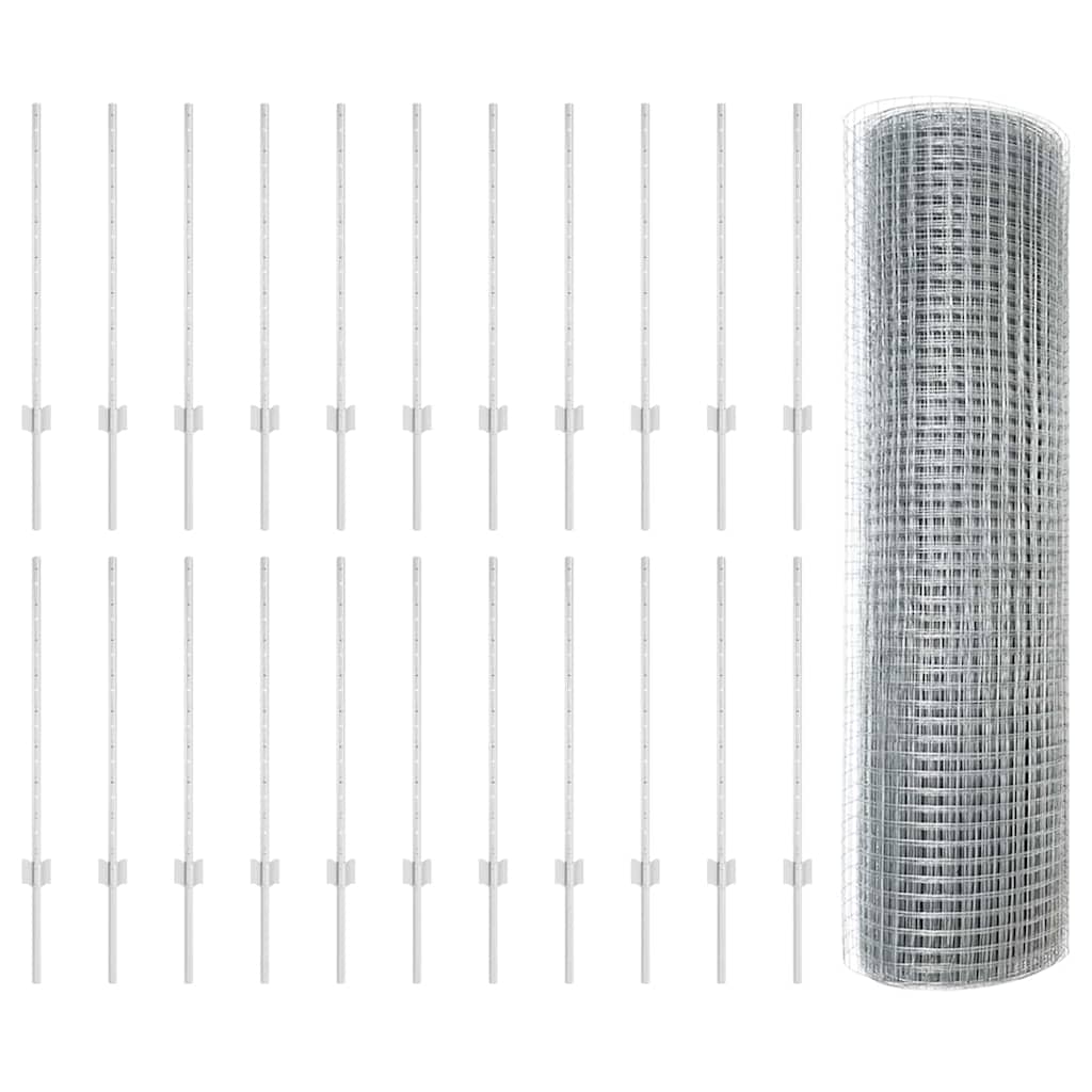 Zavarena žičana ograda s postom 50 x 0,8 m Srebrna Mreža