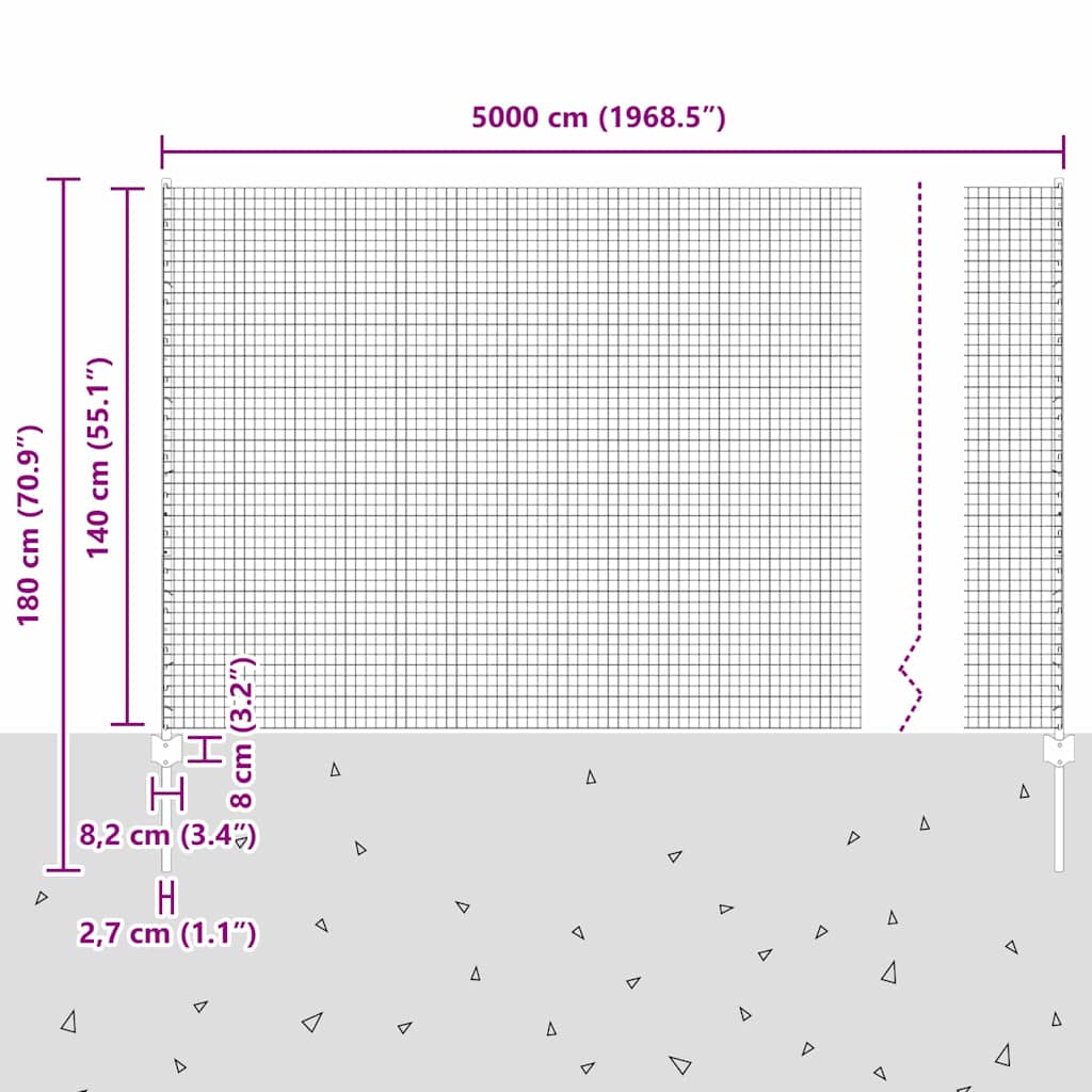 Zavarena žičana ograda s postom 50 x 1,4 m Srebrna Mreža