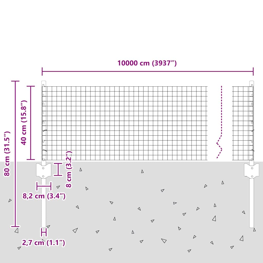 Zavarena žičana ograda s postom 100 x 0,4 m Srebrna Mreža