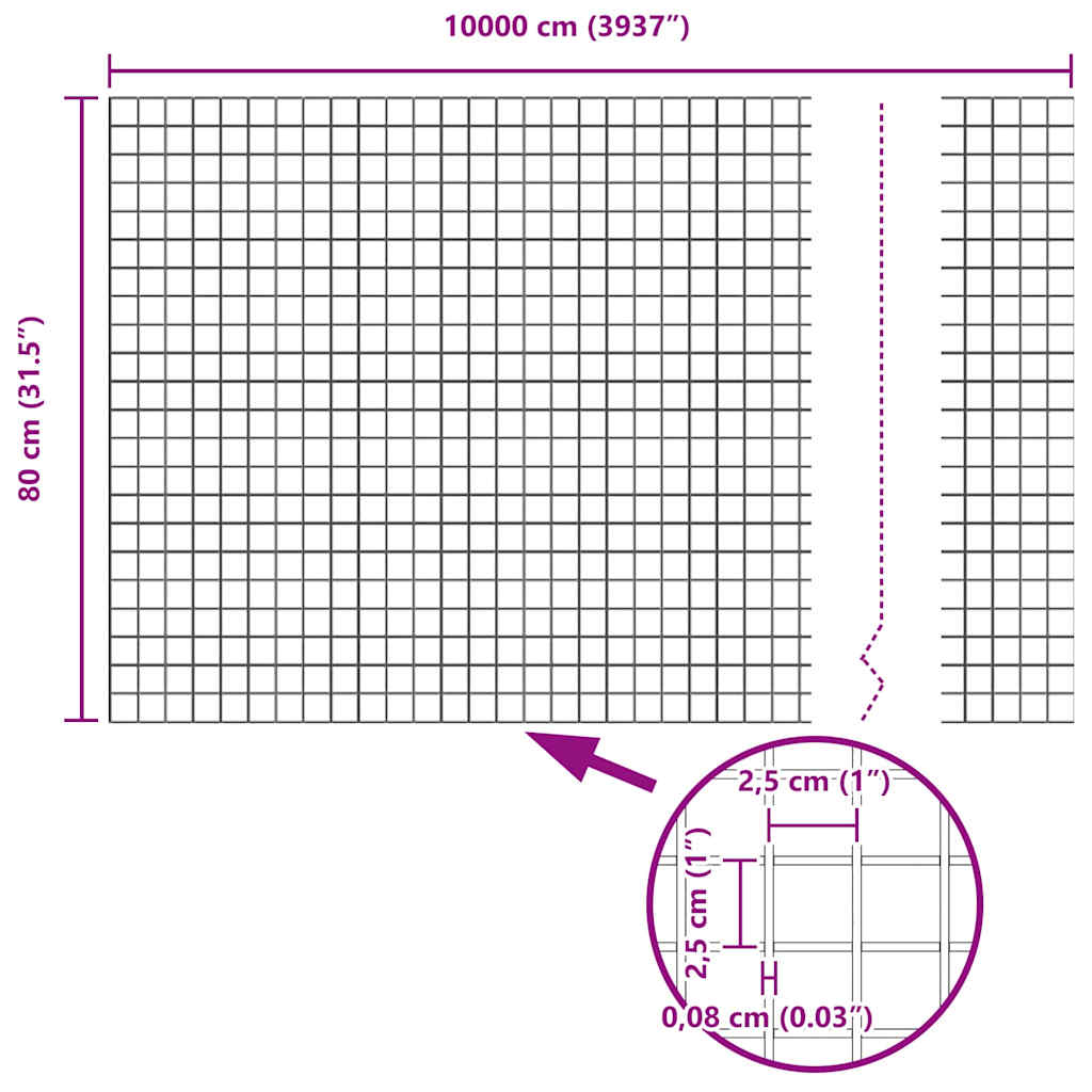 Zavarena žičana ograda s postom 100 x 0,8 m Srebrna Mreža