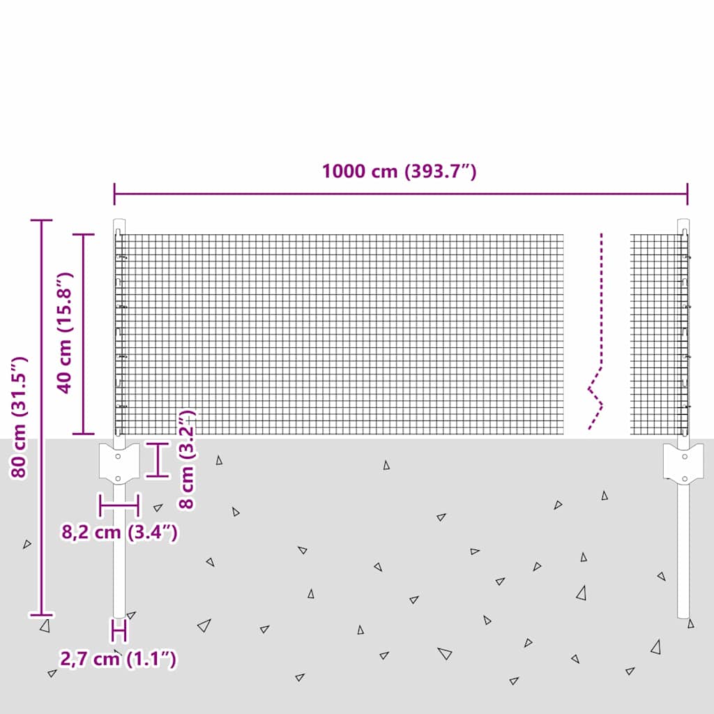Zavarena žičana ograda s postom 10 x 0,4 m Zelena Mreža