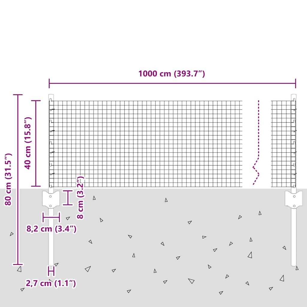 Zavarena žičana ograda s postom 10 x 0,4 m Zelena Mreža
