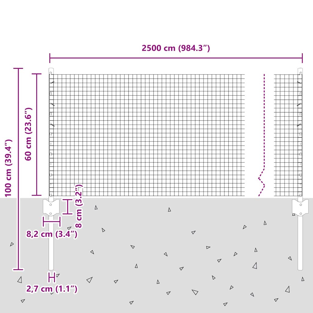 Zavarena žičana ograda s postom 0,6 x 25 m Čelik i PVC Zelena