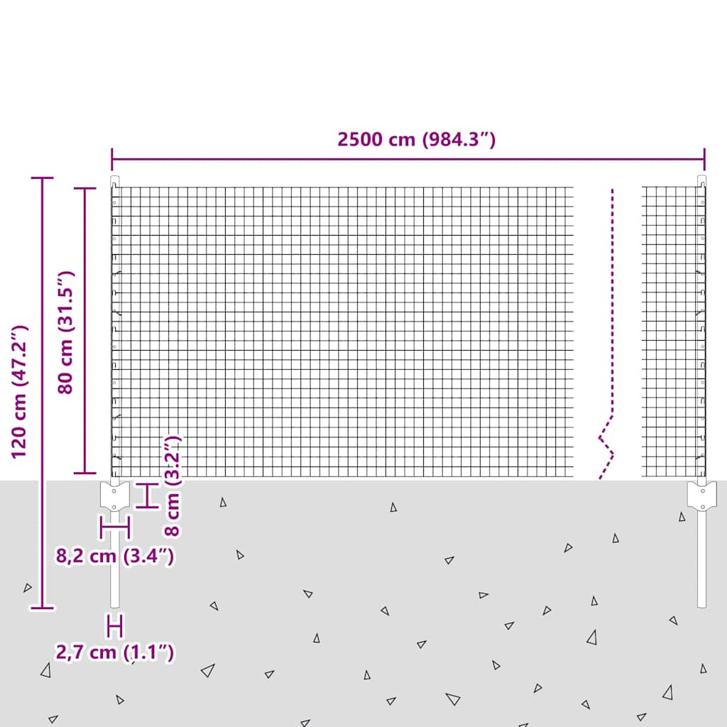 Zavarena žičana ograda s postom 25 x 0,8 m Zelena Mreža