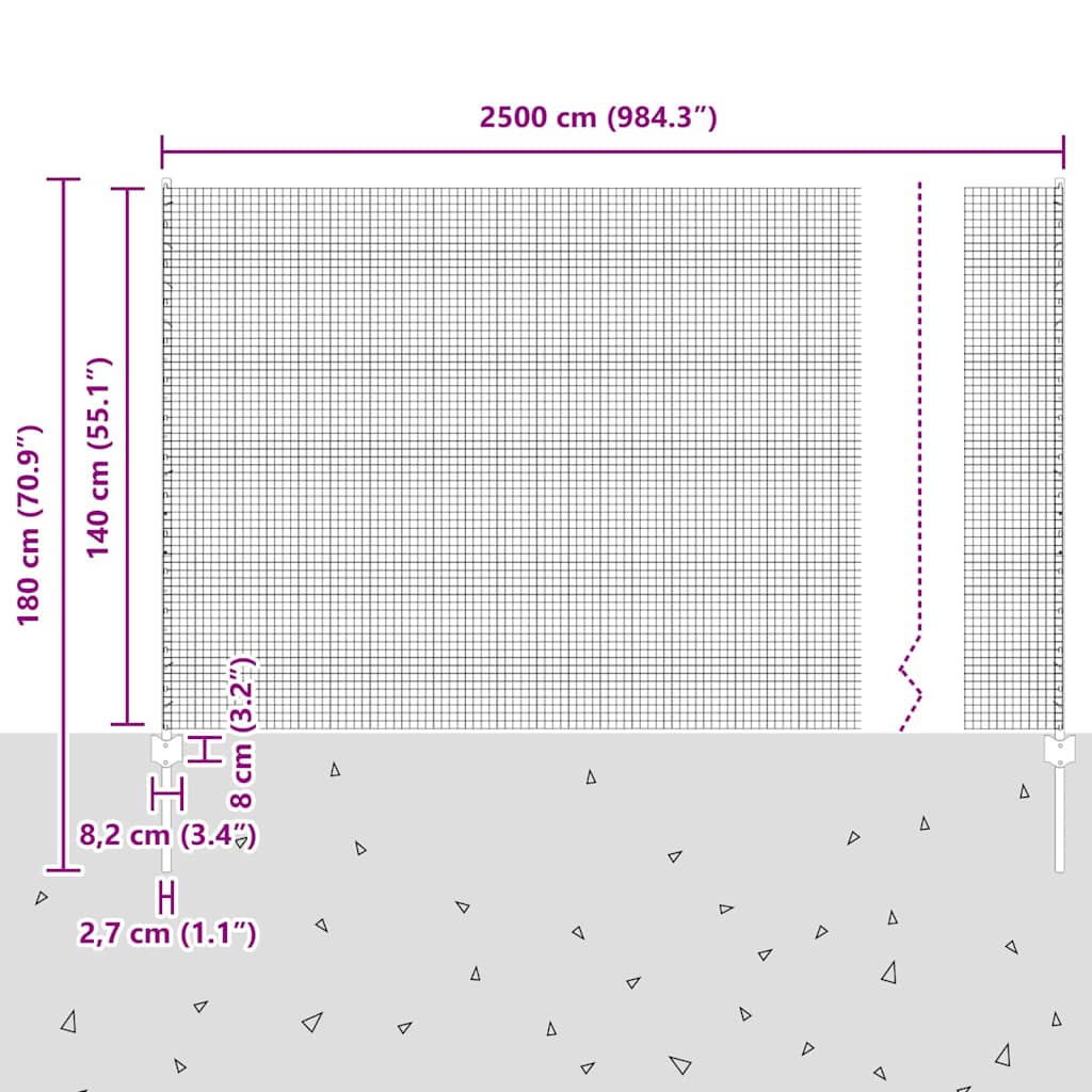 Zatvorena žičana ograda s postovima 25 x 1,4 m Zelena Mreža