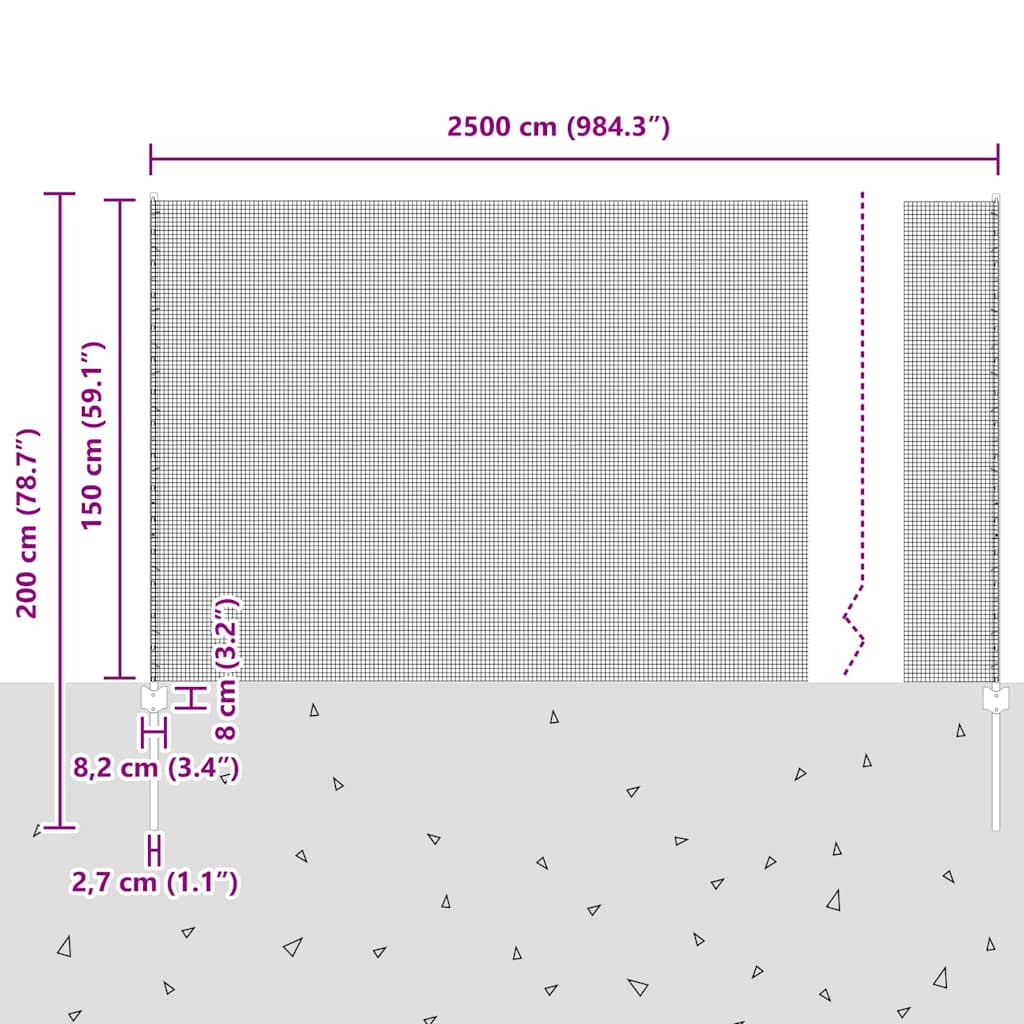 Zavarena žičana ograda s postom 25 x 1,5 m Zelena Mreža