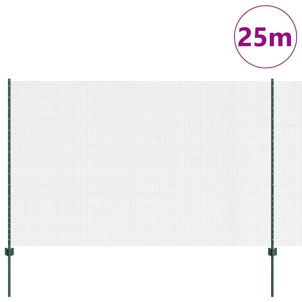 Zatvorena žičana ograda s postovima 25 x 1,5 m Pocinčani čelik