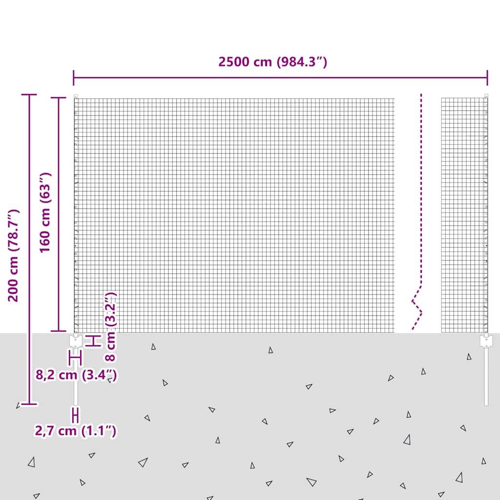 Zavarena žičana ograda s postom 25 x 1,6 m Zelena Mreža