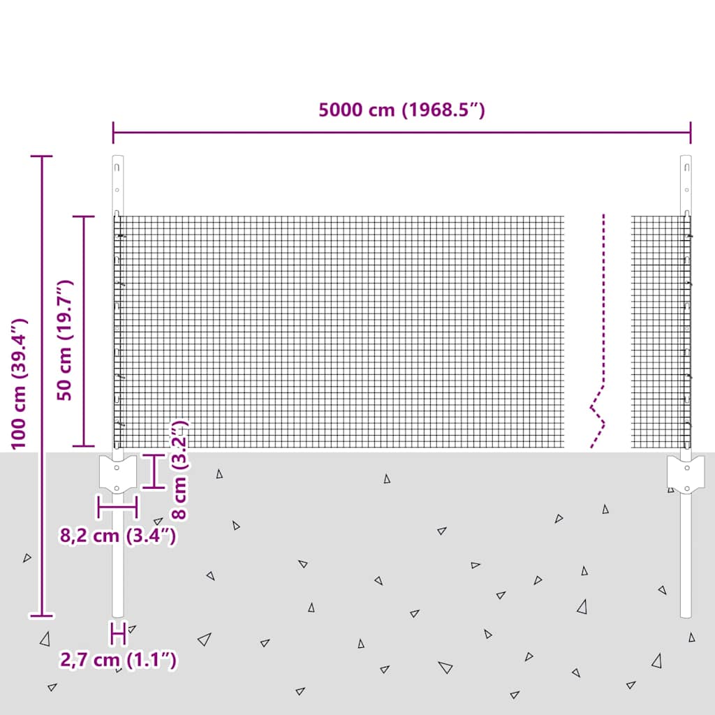 Zavarena žičana ograda s postom 50 x 0,5 m Zelena Mreža