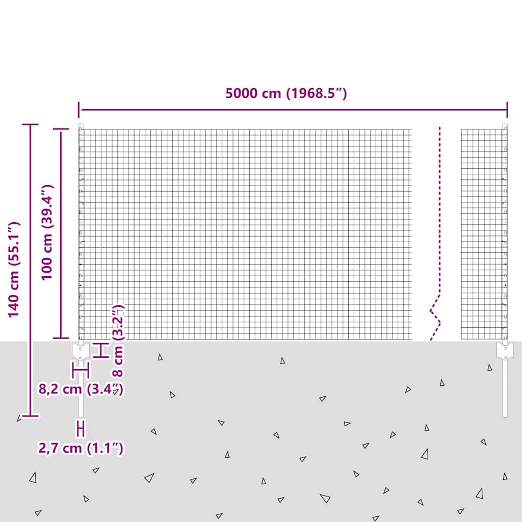 Zatvorena žičana ograda s postovima 50 x 1 m Zelena Mreža