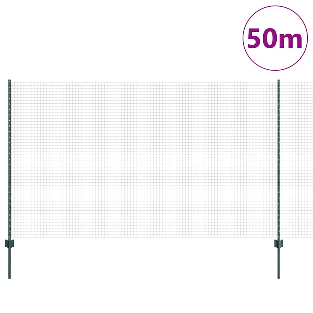 Zatvorena žičana ograda s postovima 50 x 1,4 m Zelena Mreža