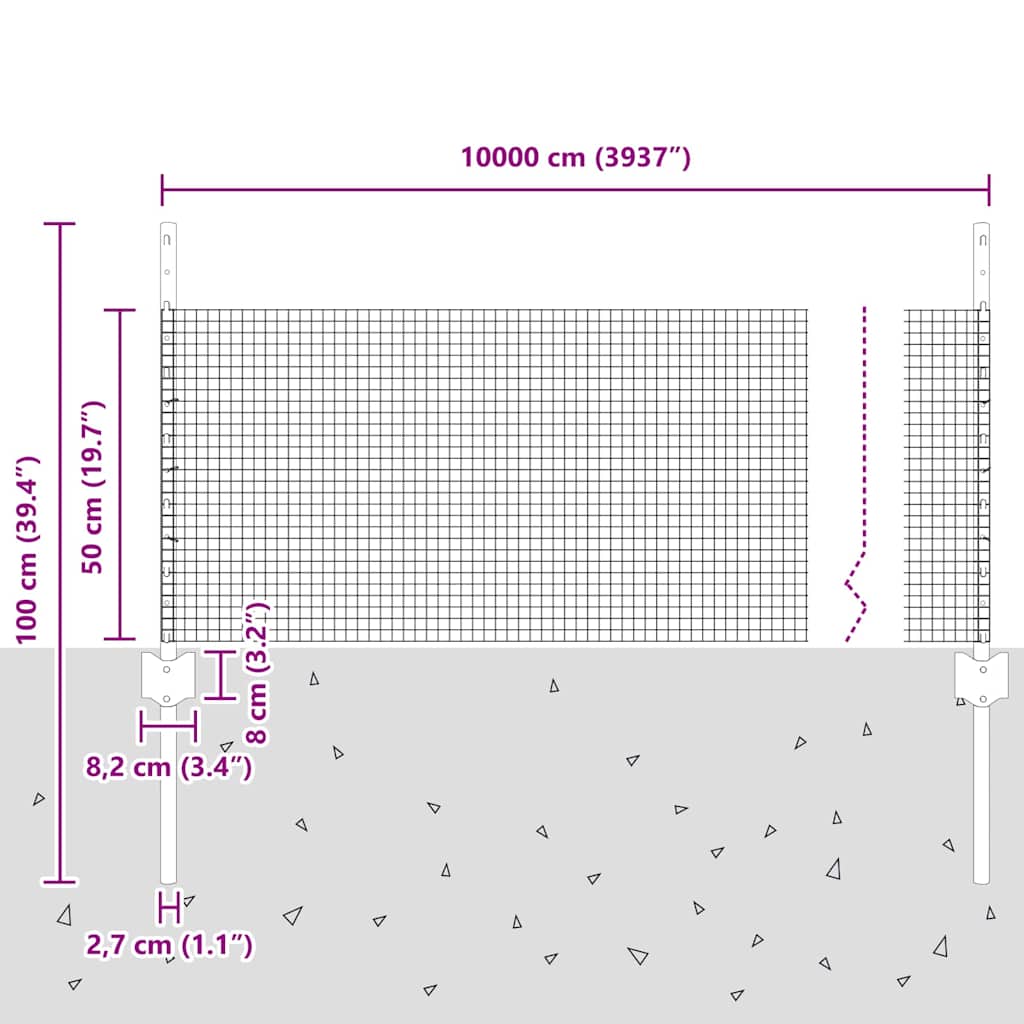 Zavarena žičana ograda s postom 100 x 0,5 m Zelena Mreža