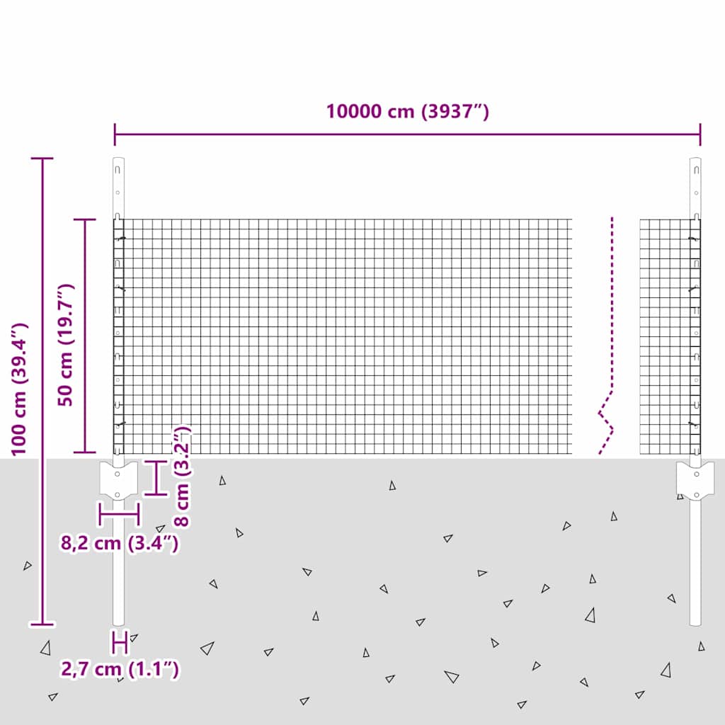 Zavarena žičana ograda s postom 100 x 0,5 m Zelena Mreža
