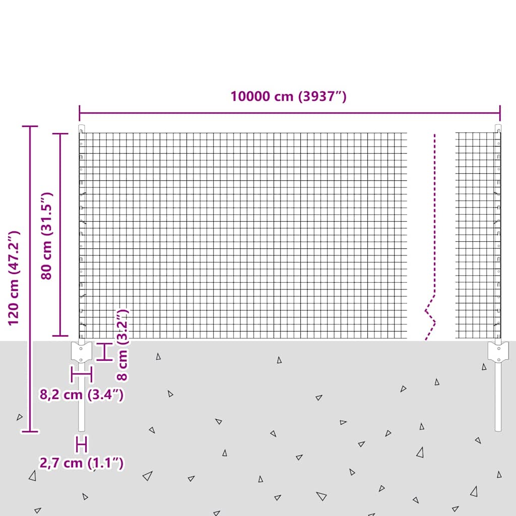 Zavarena žičana ograda s postom 100 x 0,8 m Zelena Mreža