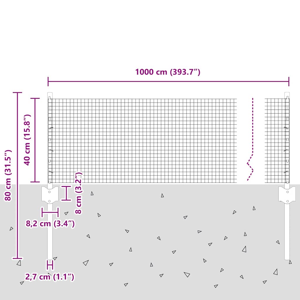 Zavarena žičana ograda s postom 10 x 0,4 m Siva Mreža