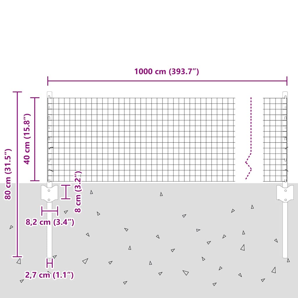 Zavarena žičana ograda s postom 10 x 0,4 m Siva Mreža