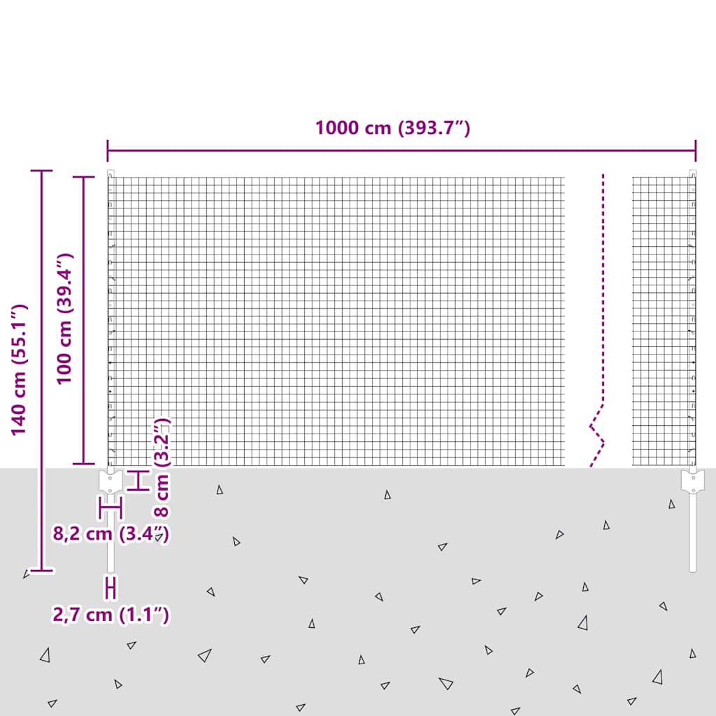 Zatvorena žičana ograda s postovima 10 x 1 m Pocinčani čelik