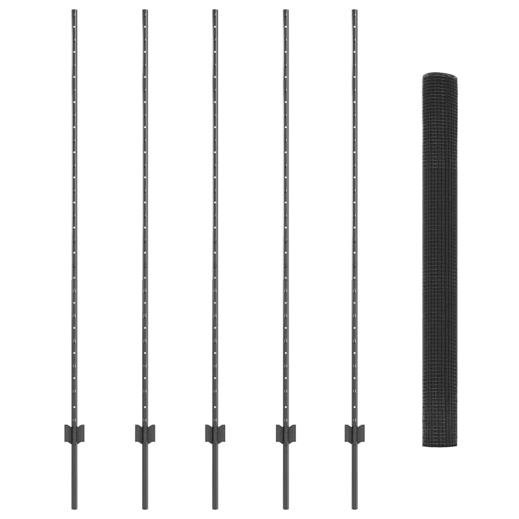 Zatvorena žičana ograda s postovima 10 x 1,6 m Siva Mreža