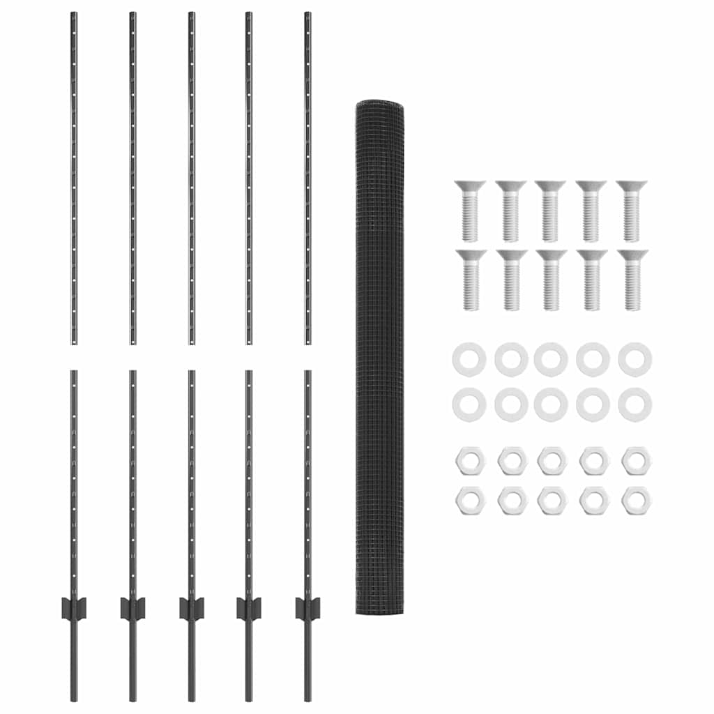 Zavarena žičana ograda s postom 10 x 1,6 m Siva Mreža