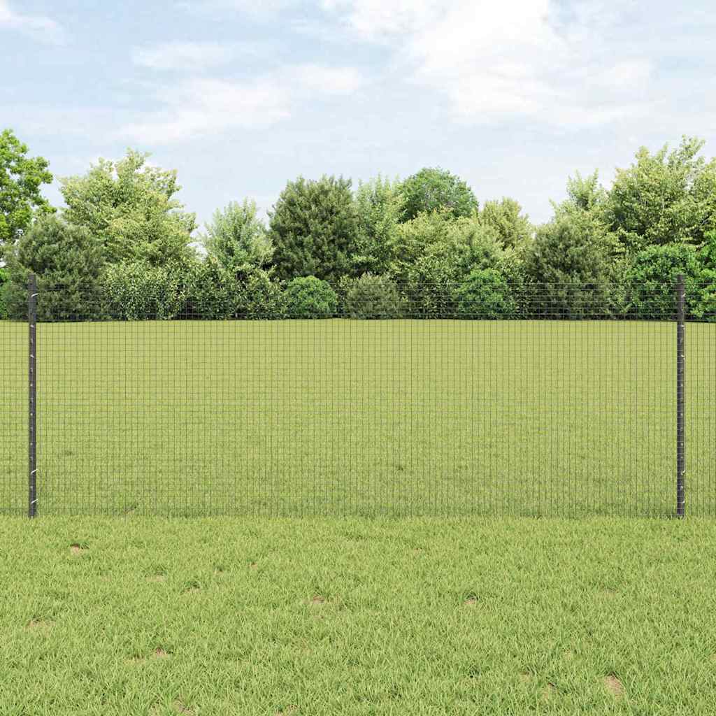 Zatvorena žičana ograda s postovima 25 x 0,8 m Siva Mreža