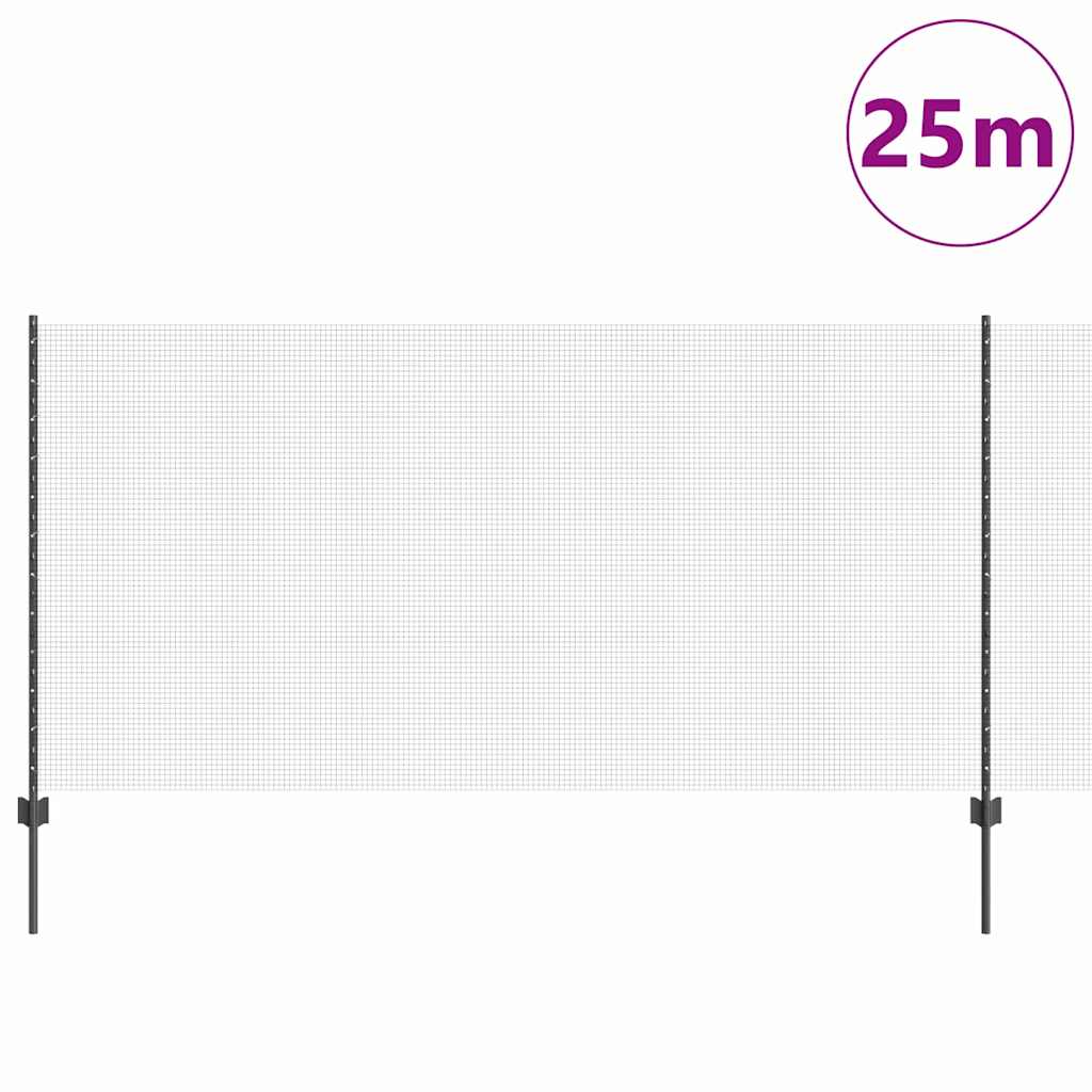 Zatvorena žičana ograda s postovima 25 x 1,2 m Siva Mreža