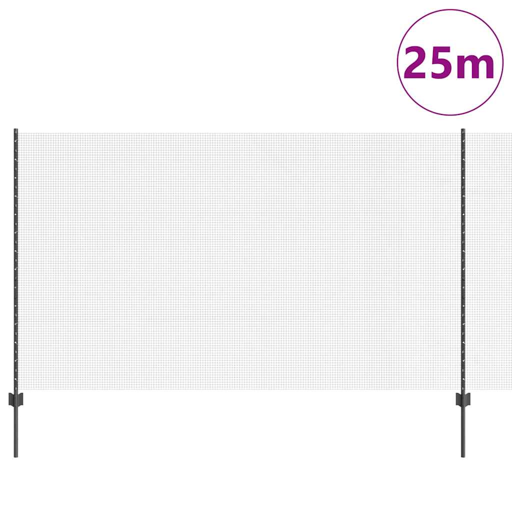 Zatvorena žičana ograda s postovima 25 x 1,4 m Siva Mreža