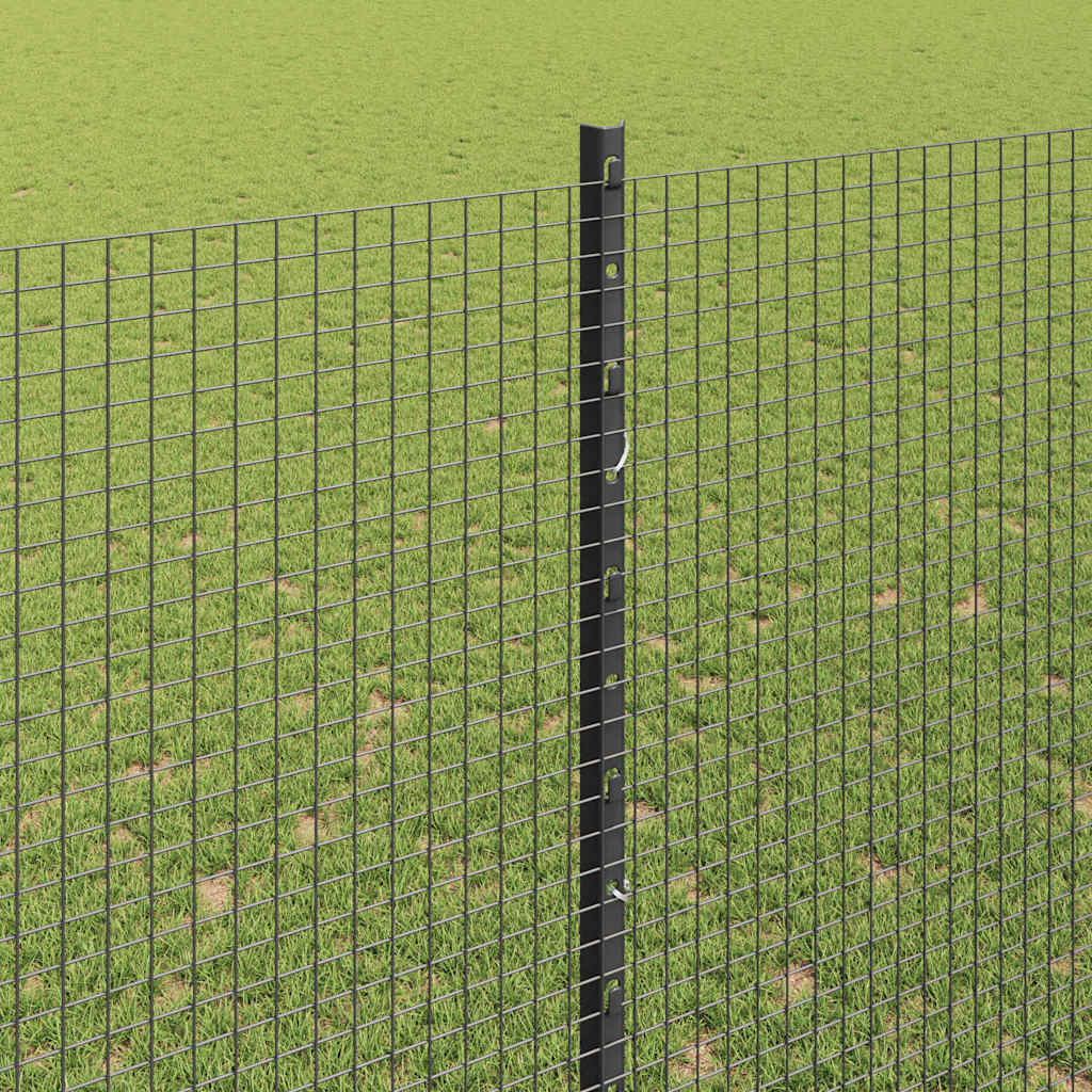 Zatvorena žičana ograda s postovima 25 x 1,5 m Siva Mreža