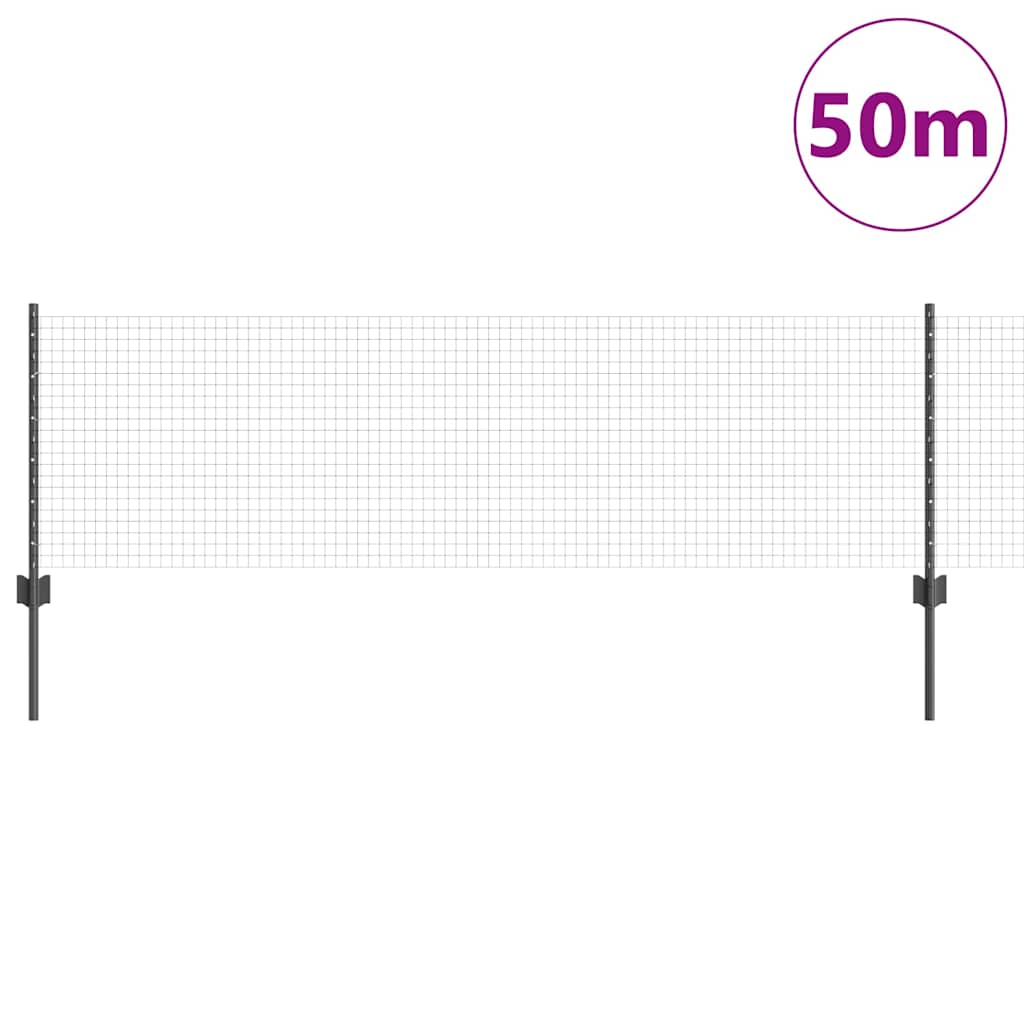 Zatvorena žičana ograda s postovima 50 x 0,6 m Siva Mreža