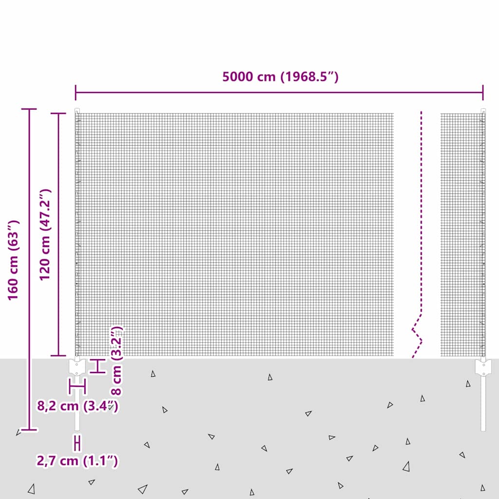 Zavarena žičana ograda s postom 50 x 1,2 m Siva Mreža