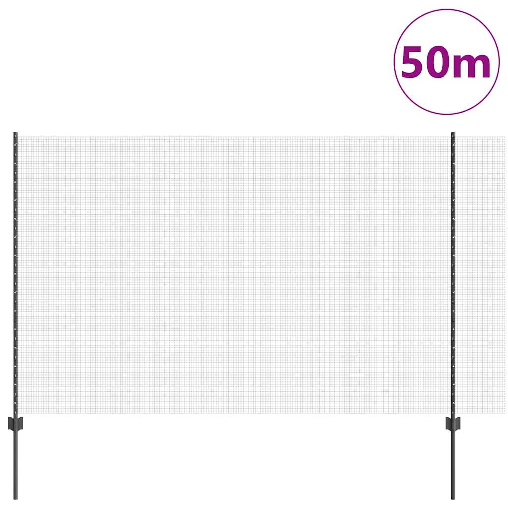 Zavarena žičana ograda s postom 50 x 1,5 m Siva Mreža