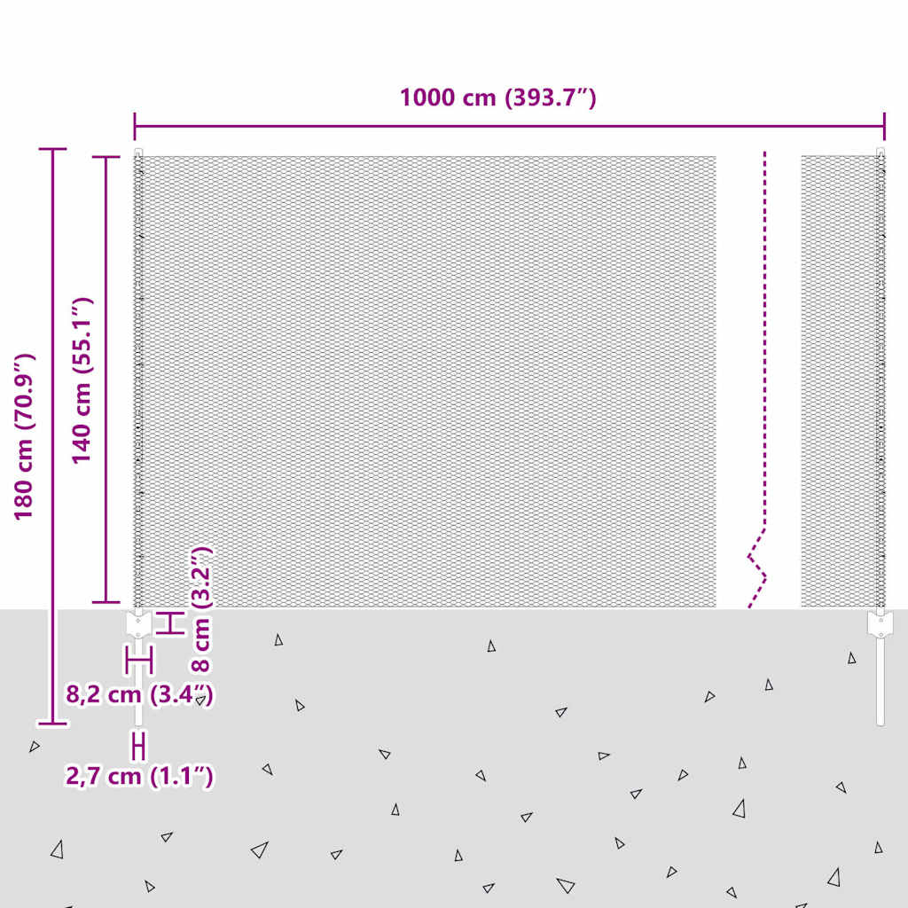 Heksagonalna ograda s stubom 10 x 1,4 m Čelik premazan PVC-om