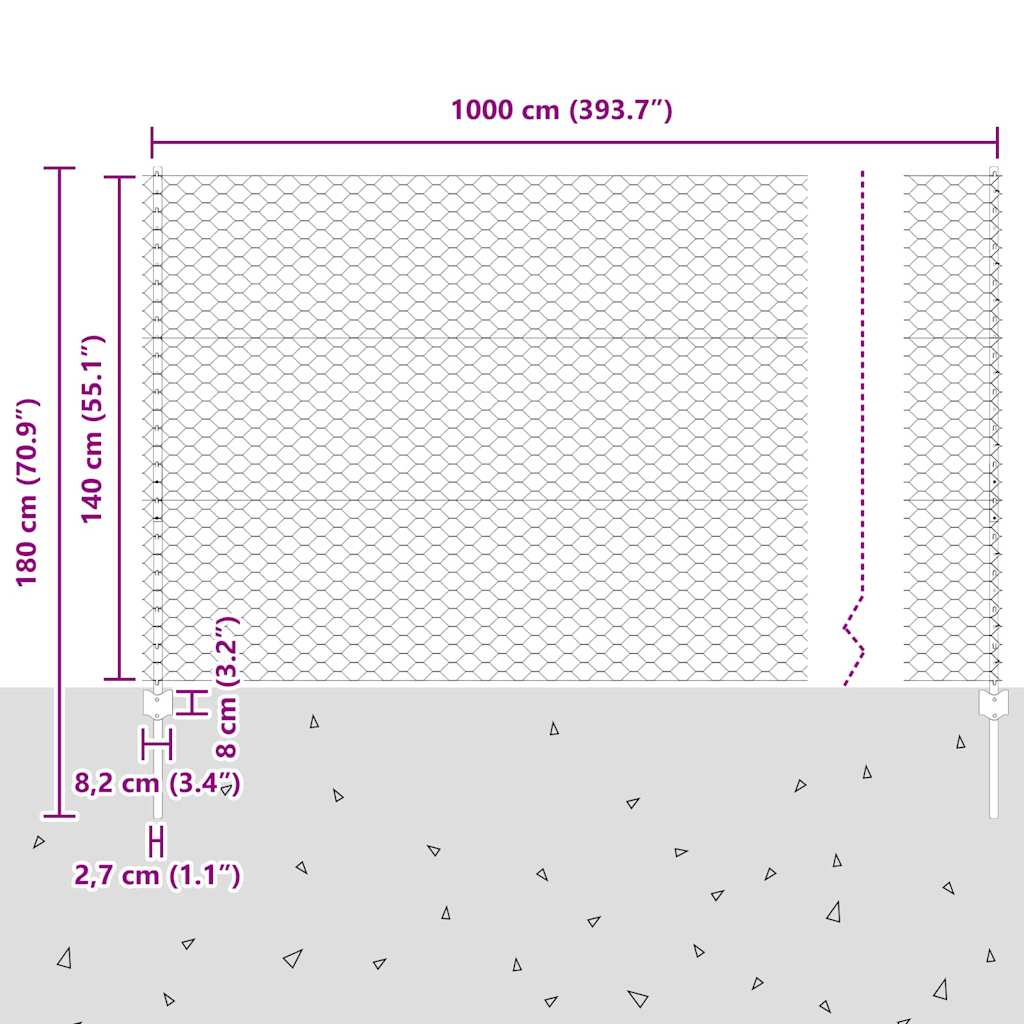 Zavarena žičana ograda 10 x 1,4 m (Š x V) Čelik premazan PVC-om