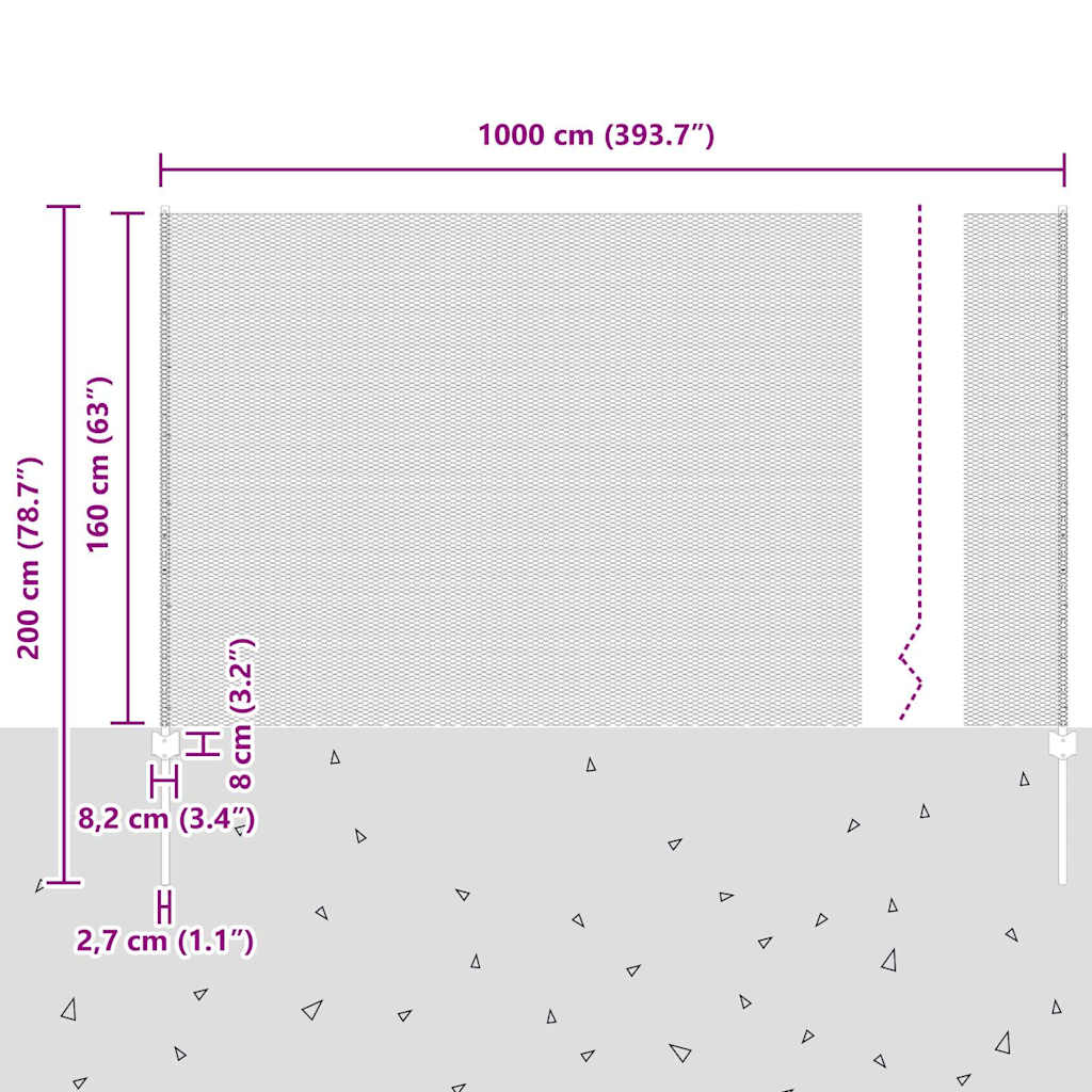 Heksagonalna ograda s stubom 10 x 1,6 m Čelik premazan PVC-om