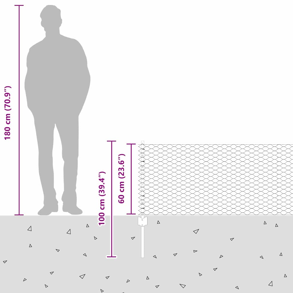 Heksagonalna ograda s stubom 25 x 0,6 m Čelik premazan PVC-om