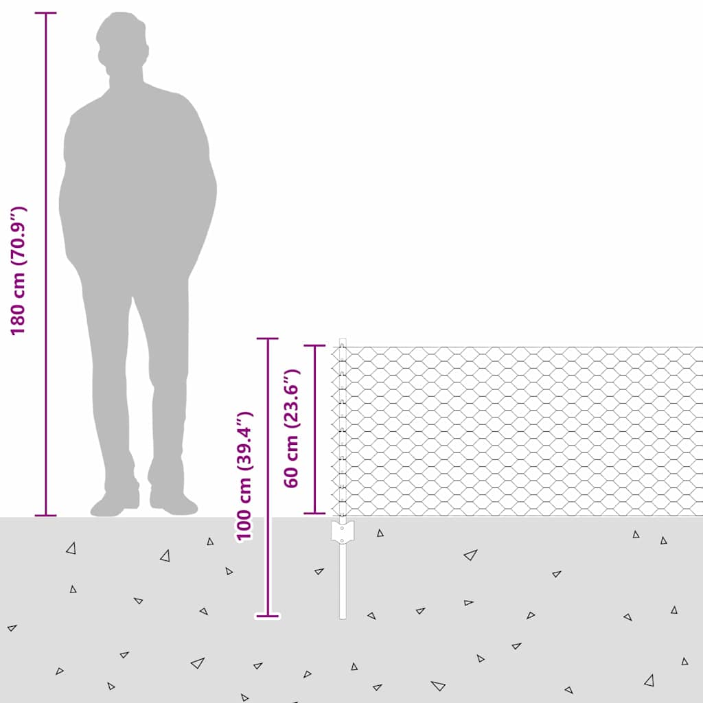 Heksagonalna ograda s stubom 25 x 0,6 m Čelik premazan PVC-om