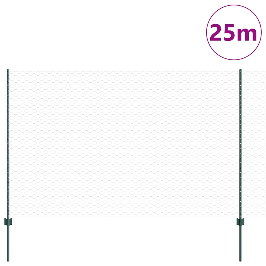 Heksagonalna ograda s stubom 25 x 1,5 m Čelik premazan PVC-om
