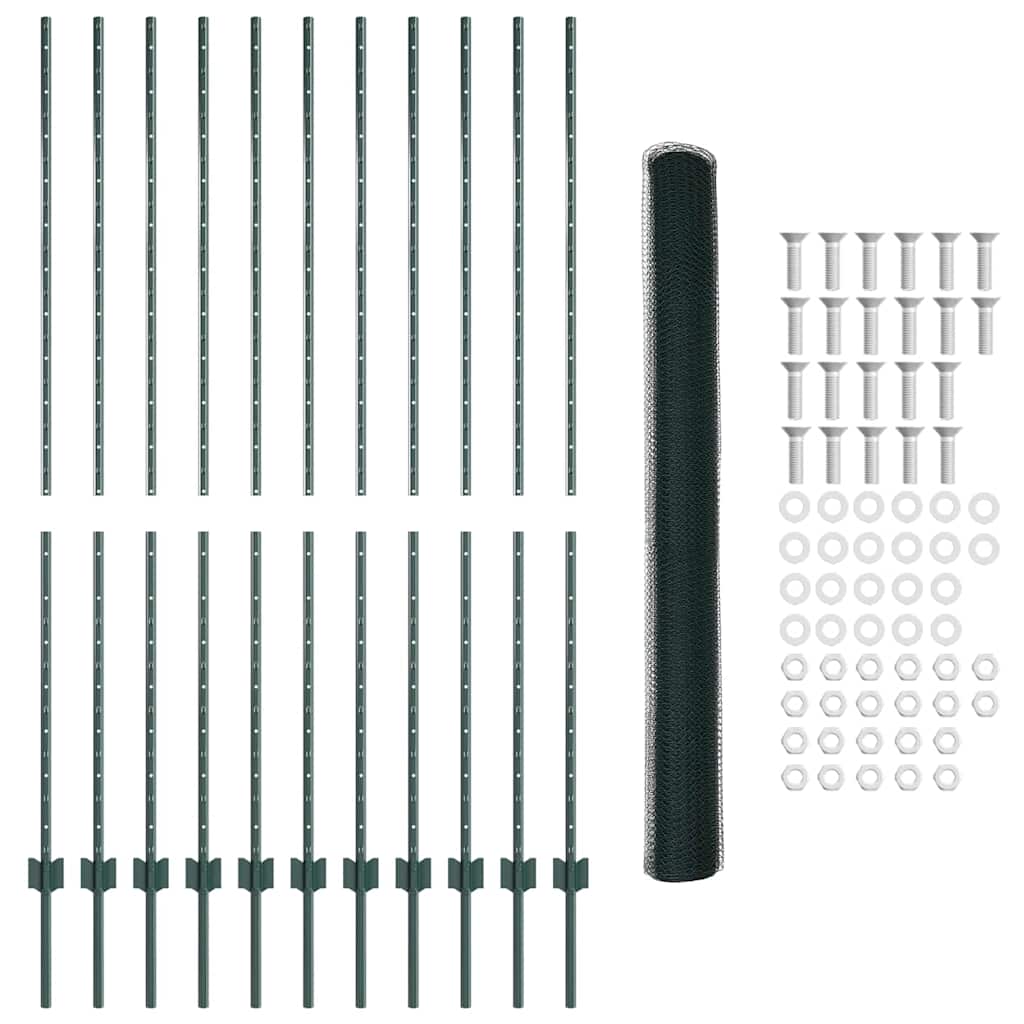 Heksagonalna ograda s stubom 25 x 1,6 m Čelik premazan PVC-om
