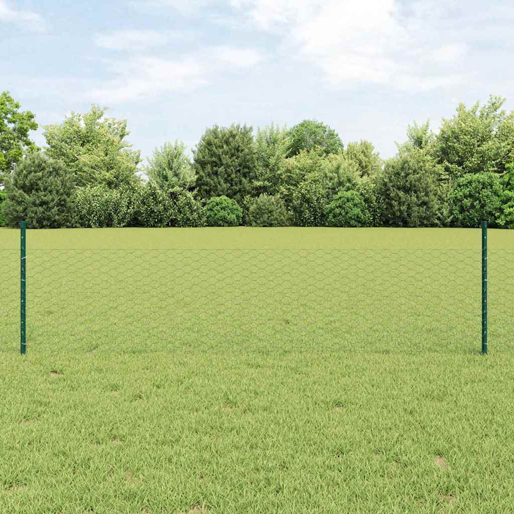Heksagonalna ograda s stubom 50 x 0,5 m Čelik premazan PVC-om