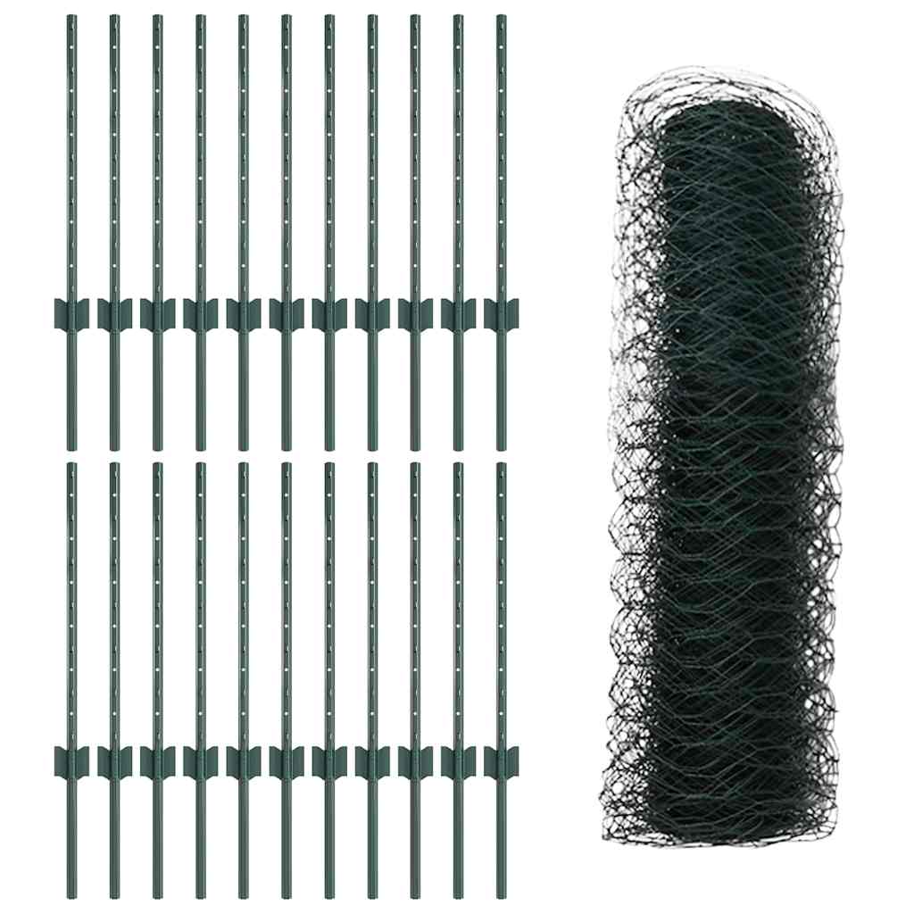 Heksagonalna ograda s stubom 50 x 0,5 m Čelik premazan PVC-om