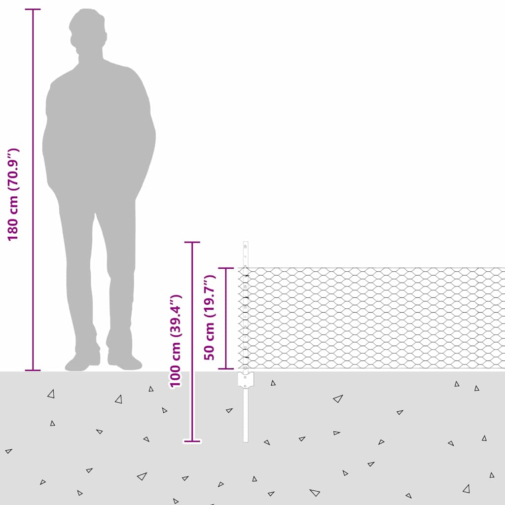 Heksagonalna ograda s stubom 50 x 0,5 m Čelik premazan PVC-om